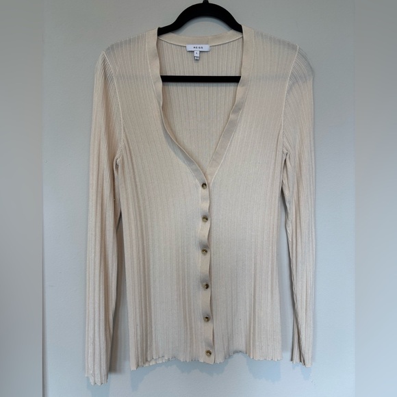 Reiss Sweaters - Reiss Cream Ribbed Cardigan large